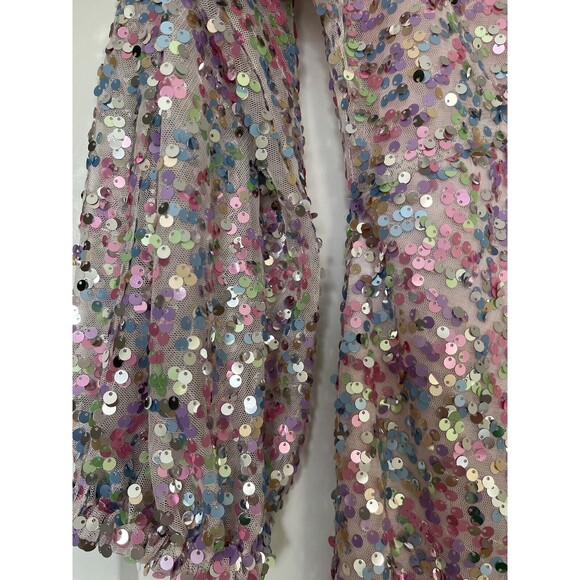 DONNA MORGAN FOR MAGGY Sequin Midi Cocktail Dress Lavender/Pink Multi Size 0 - Picture 4 of 9